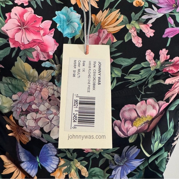 Johnny Was Ruched One Piece Floral Swimsuit - Picture 10 of 11